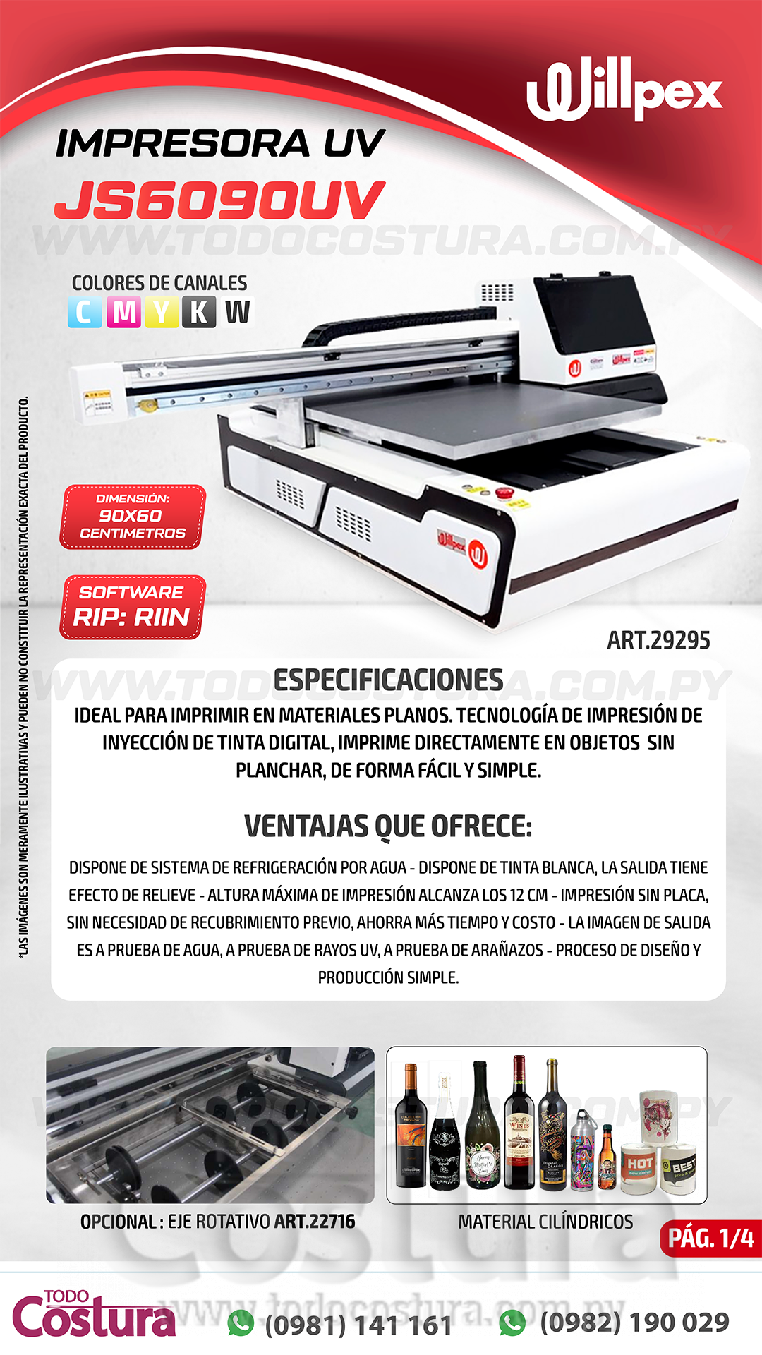 IMPRESORA UV (90X60CM) WILLPEX JS6090UV